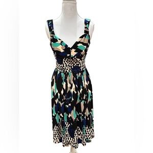 Vintage Nine West Black‎ and White Sleeveless V-Neck Midi Dress Size 2
